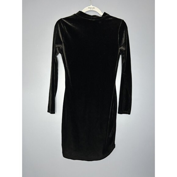 Aria Dress Womens M Black Velvet Long Sleeve Bodycon Mock Neck Witchy Romantic - Picture 12 of 12